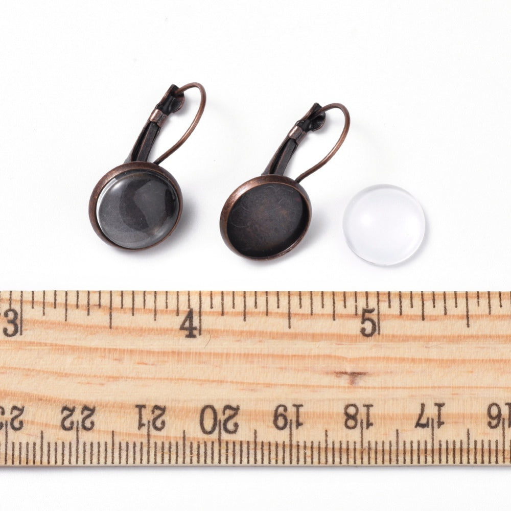 Ear Wires w. Glass Dome (2) - Ancient Brass