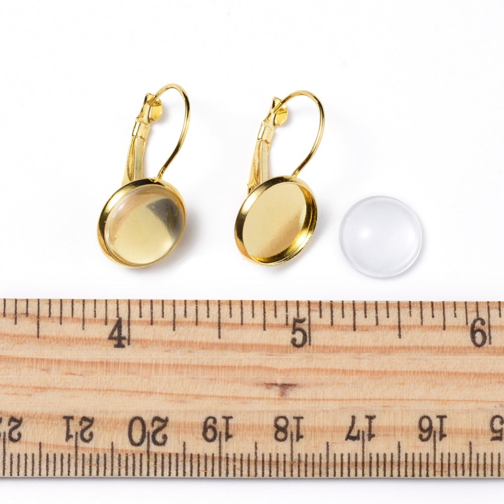 Ear Wires w. Glass Dome (2) - Gold