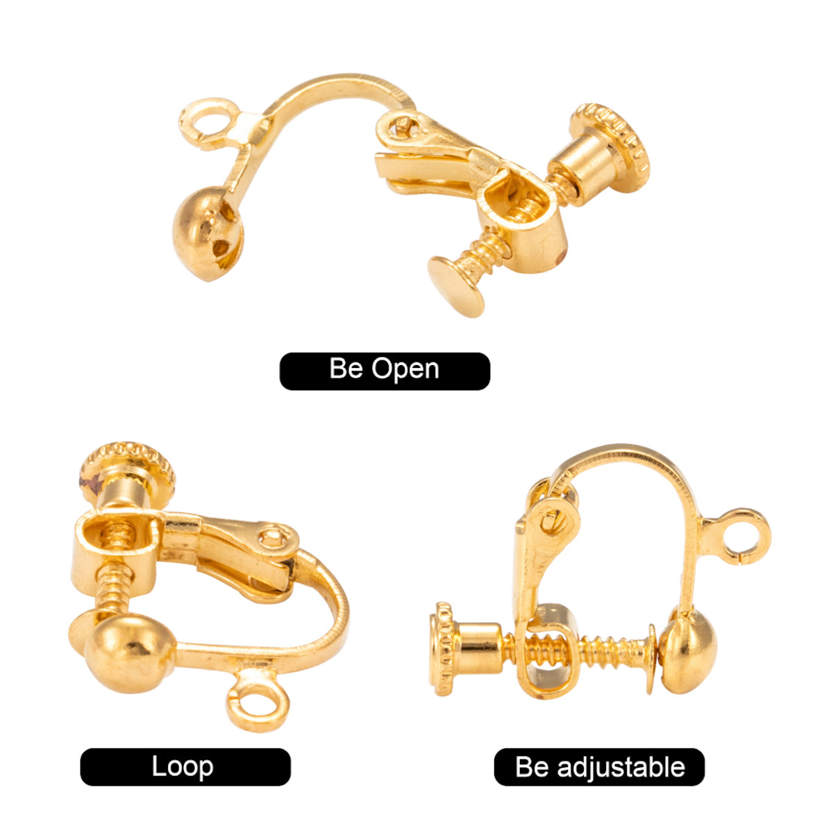 Clip On Ear Fitting (10) - Gold