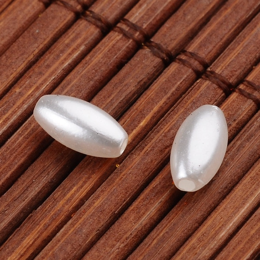 8x4mm Rice (100) - White - Acrylic Pearl Beads