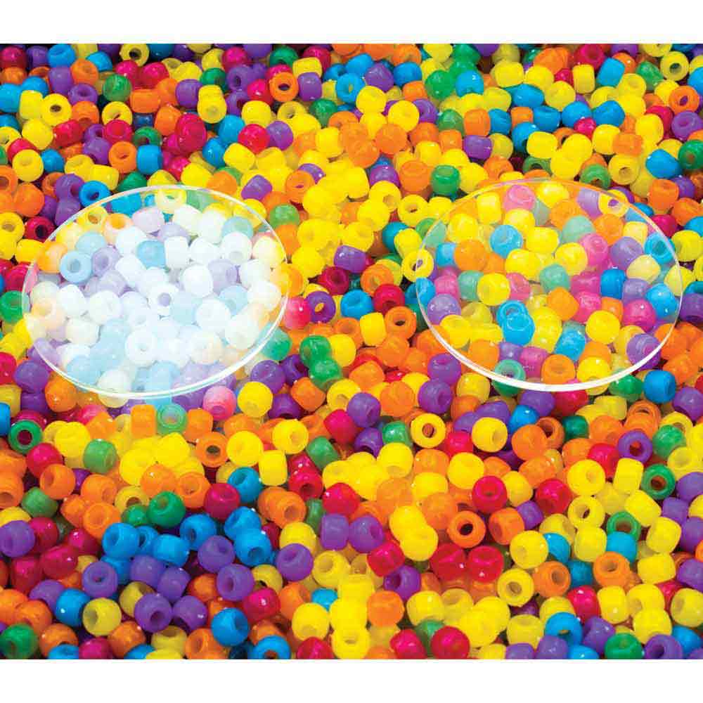 uv beads showing before and after exposure to sun