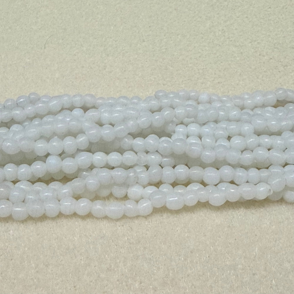 3~4mm Round - Opalite White Matte - Java Glass Lampwork Beads - (1 strand)