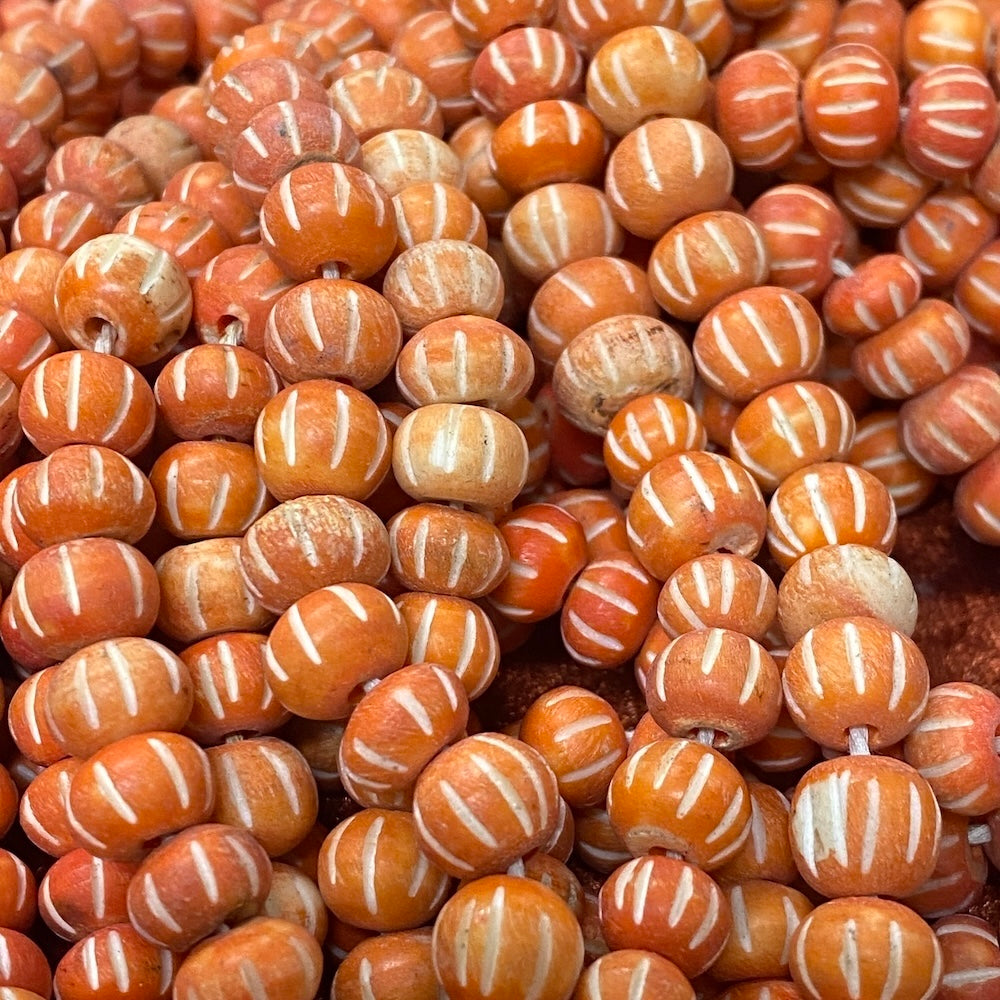 6x9mm Bone Beads - Orange - Rondelle - (1 Strand)