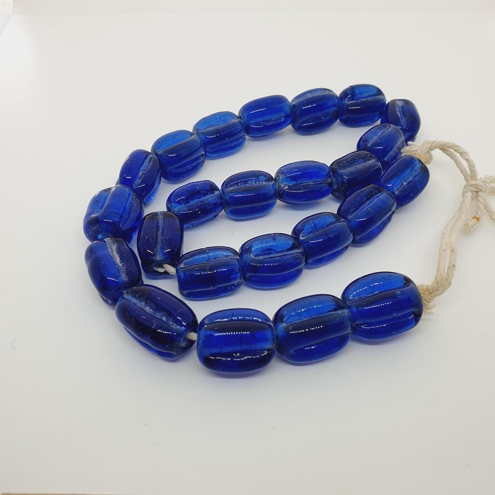 Melons - Dark Blue Transparent - Java Glass Lampwork Beads - (1 strand)