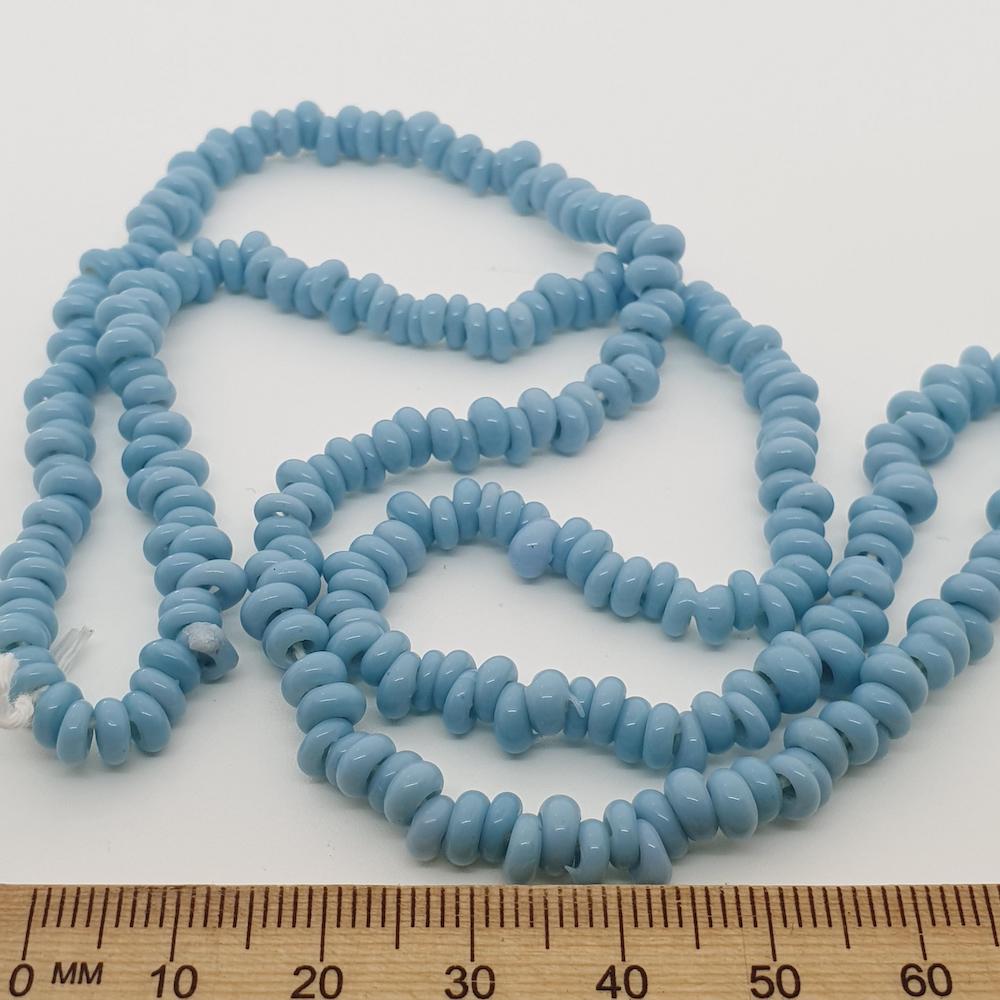 Donuts - Duck Egg Blue Opaque - Java Glass Lampwork Beads - (1 strand)