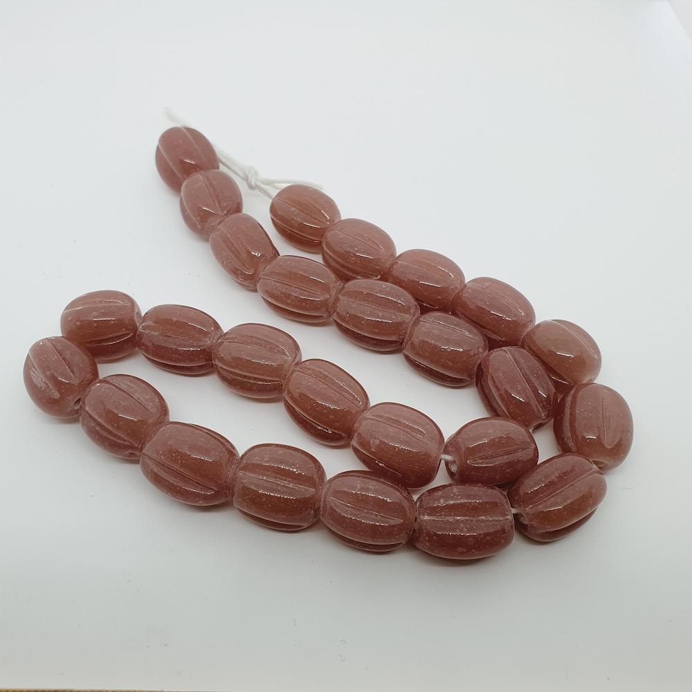 Melons - Rose Pink Opaque - Java Glass Lampwork Beads - (1 strand)