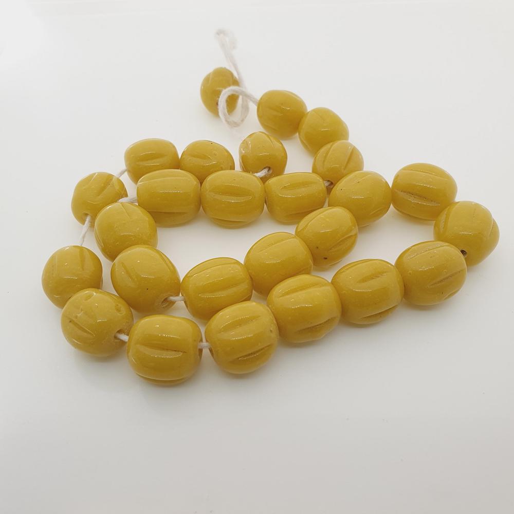 Melons - Yellow Opaque - Java Glass Lampwork Beads - (1 strand)