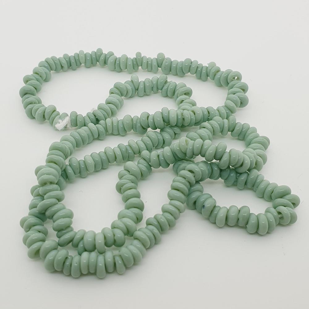 Donuts - Mint Green Opaque - Java Glass Lampwork Beads - (1 strand)