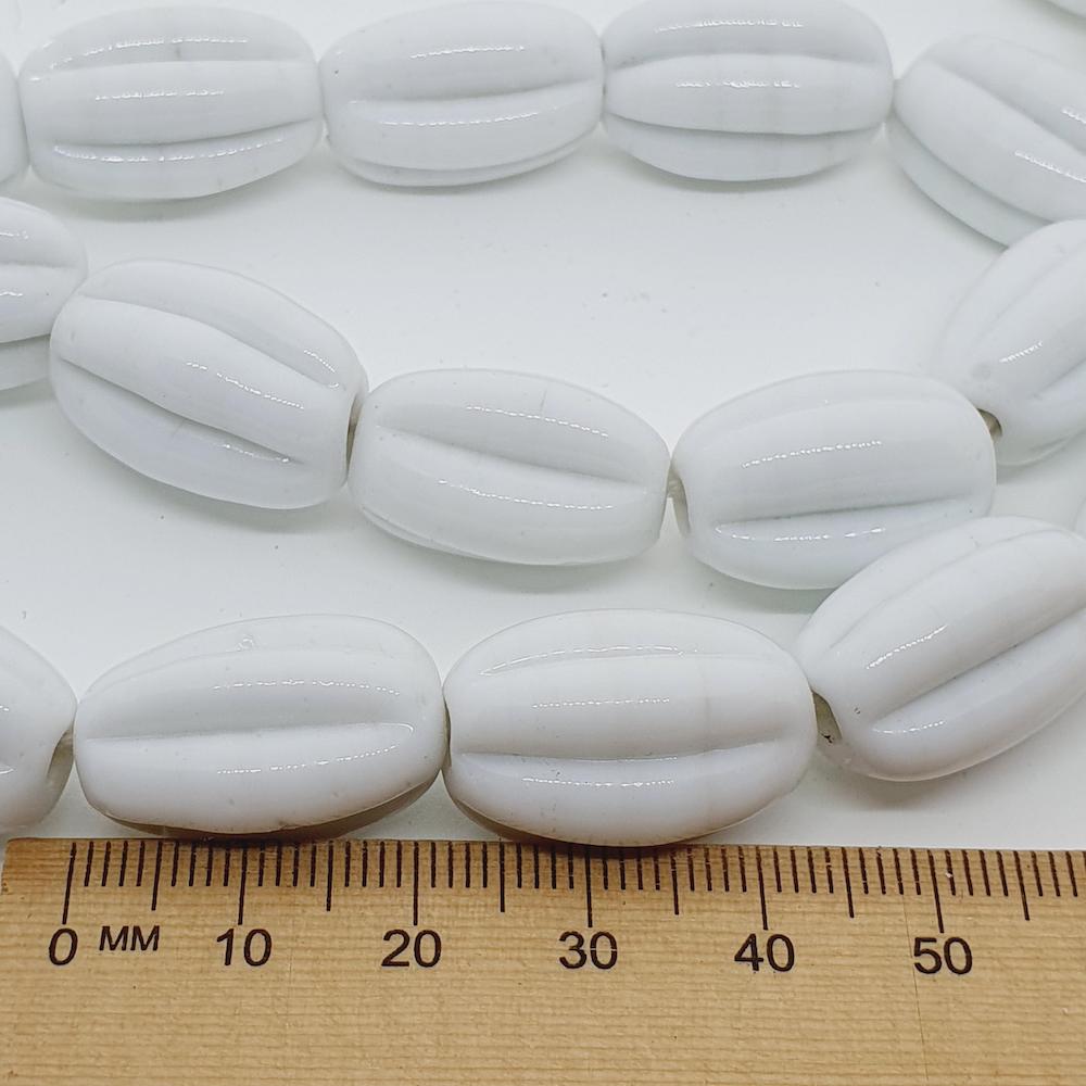 Starfruit - White Opaque - Java Glass Lampwork Beads - (1 strand)