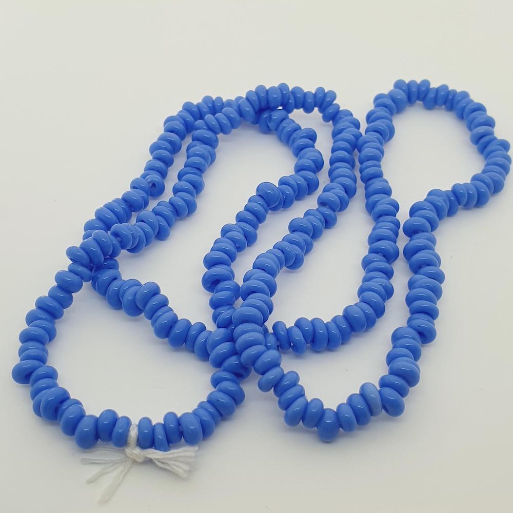 Donuts - French Blue Opaque - Java Glass Lampwork Beads - (1 strand)