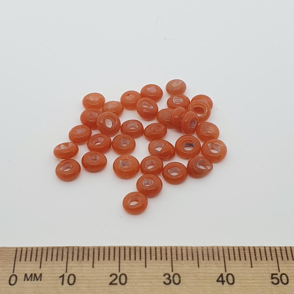 Donuts - Orange Opaque - Java Glass Lampwork Beads - (1 strand)