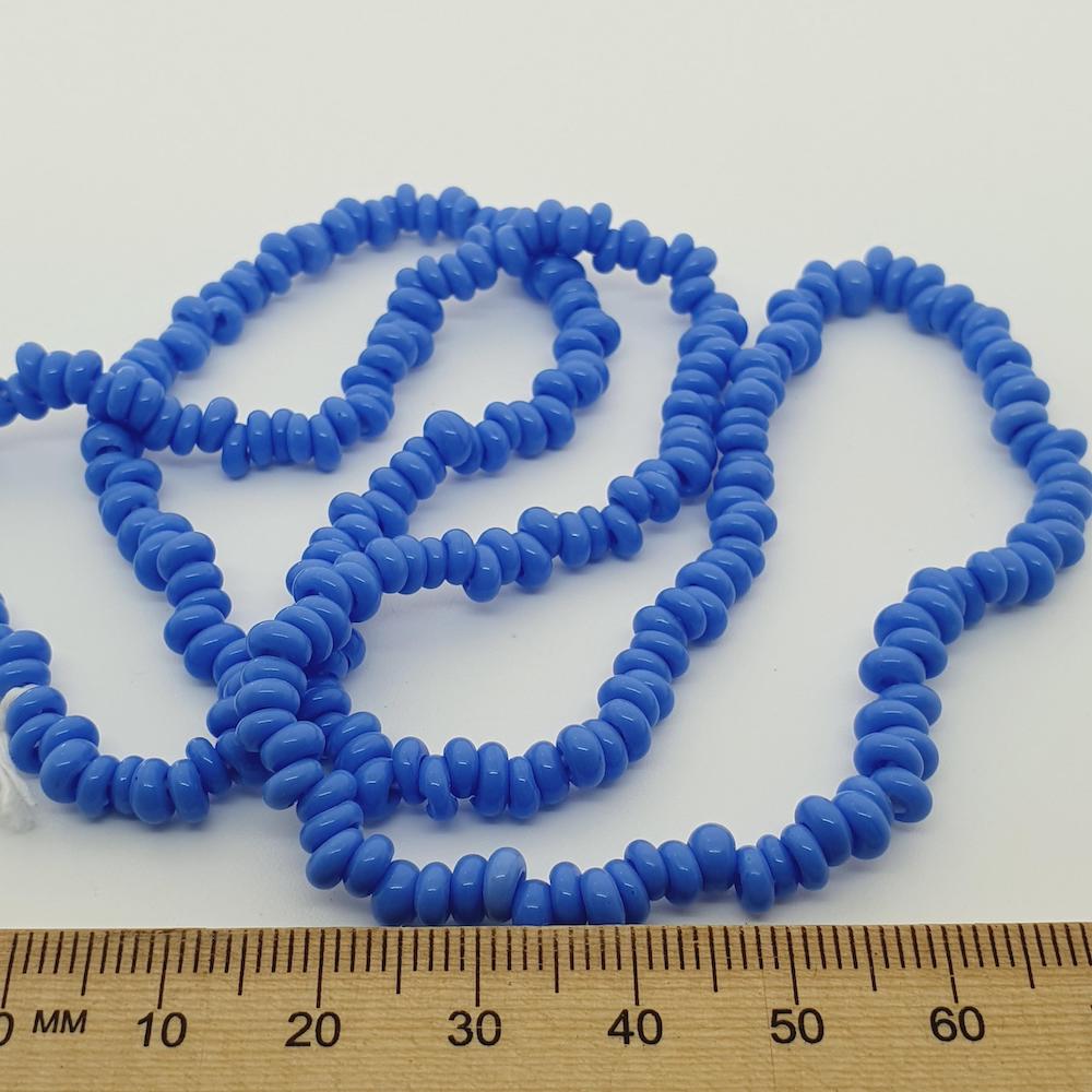 Donuts - French Blue Opaque - Java Glass Lampwork Beads - (1 strand)