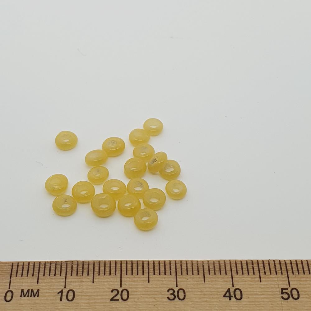 Donuts - Yellow Opaque - Java Glass Lampwork Beads - (1 strand) - Bead Shack