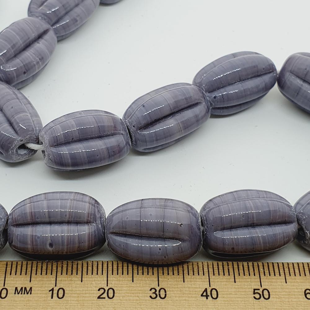 Starfruit - Dark Purple Opaque - Java Glass Lampwork Beads - (1 strand)