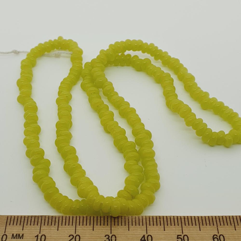 Donuts - Pine/Lime Green Opaque - Java Glass Lampwork Beads - (1 strand)