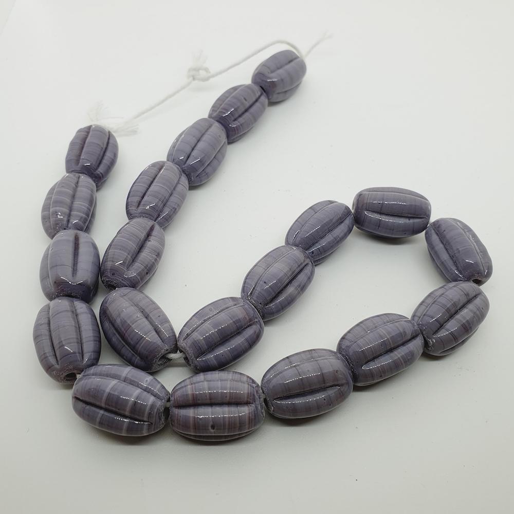 Starfruit - Dark Purple Opaque - Java Glass Lampwork Beads - (1 strand)