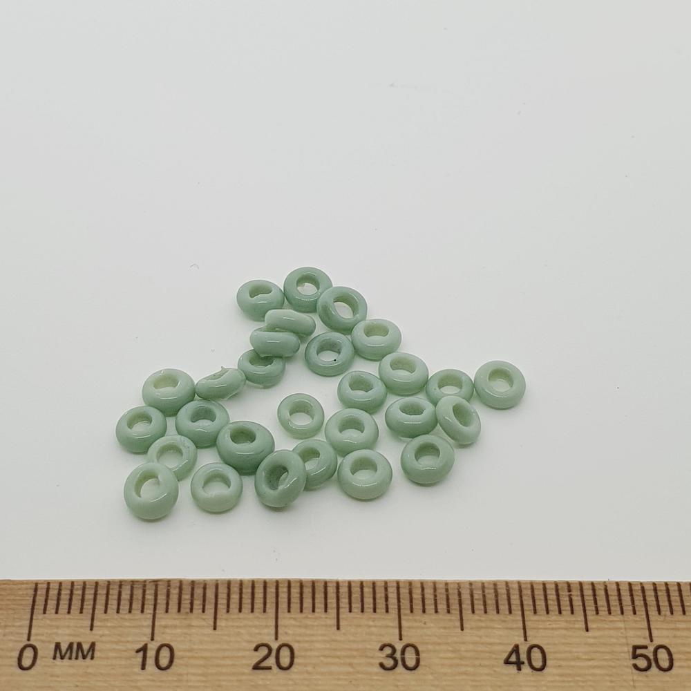 Donuts - Mint Green Opaque - Java Glass Lampwork Beads - (1 strand)