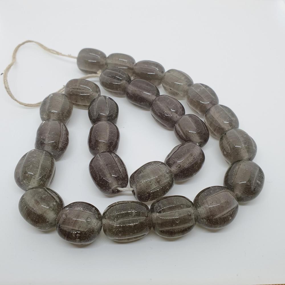 Melons - Smokey Lavender Grey Transparent - Java Glass Lampwork Beads - (1 strand)