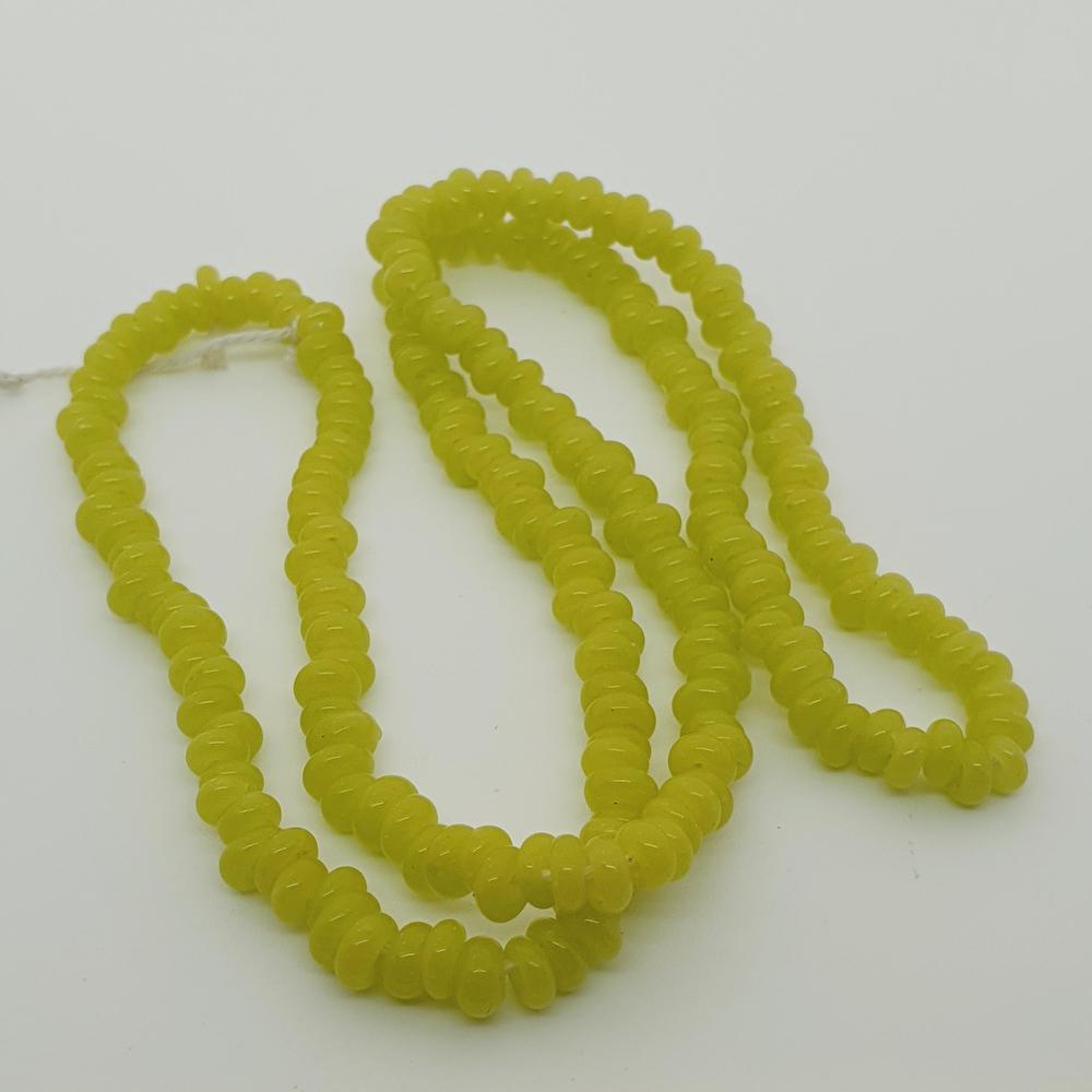 Donuts - Pine/Lime Green Opaque - Java Glass Lampwork Beads - (1 strand)