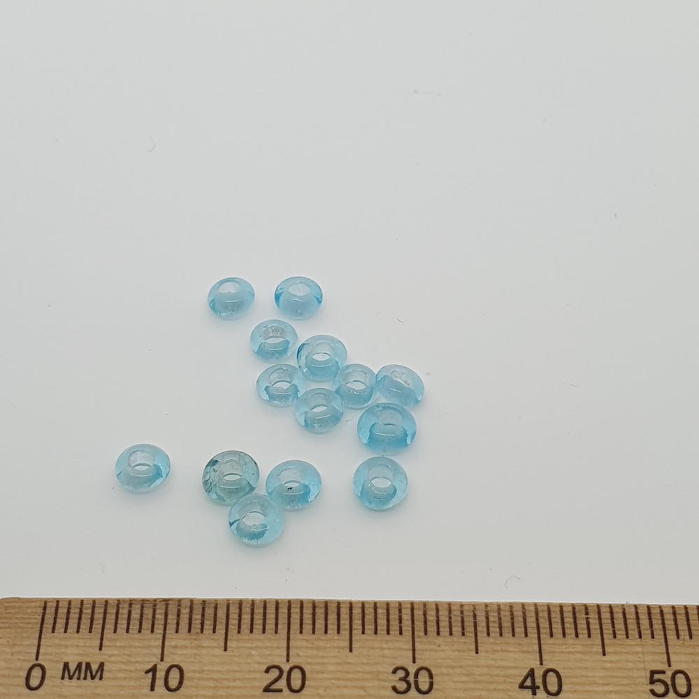 Donuts - Light Blue Transparent - Java Glass Lampwork Beads - (1 strand)