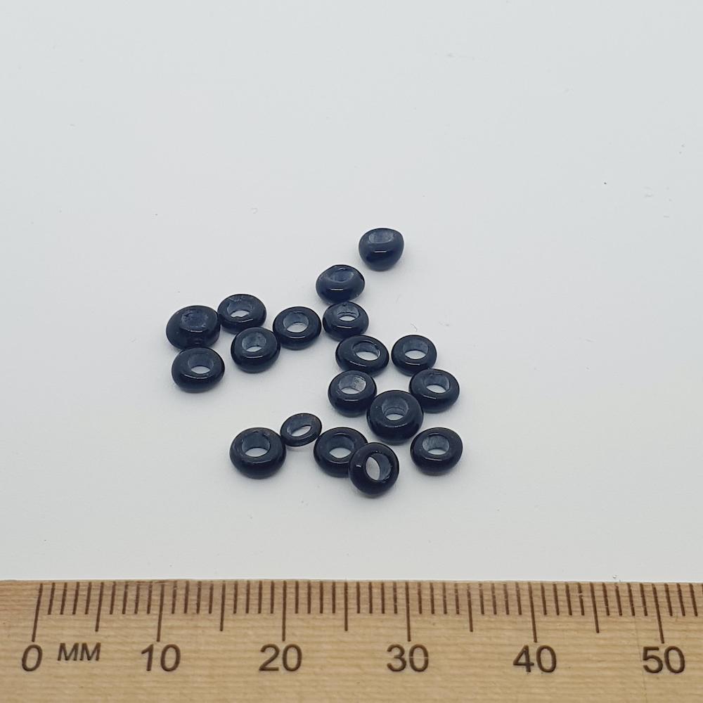 Donuts - Black Opaque - Java Glass Lampwork Beads - (1 strand)