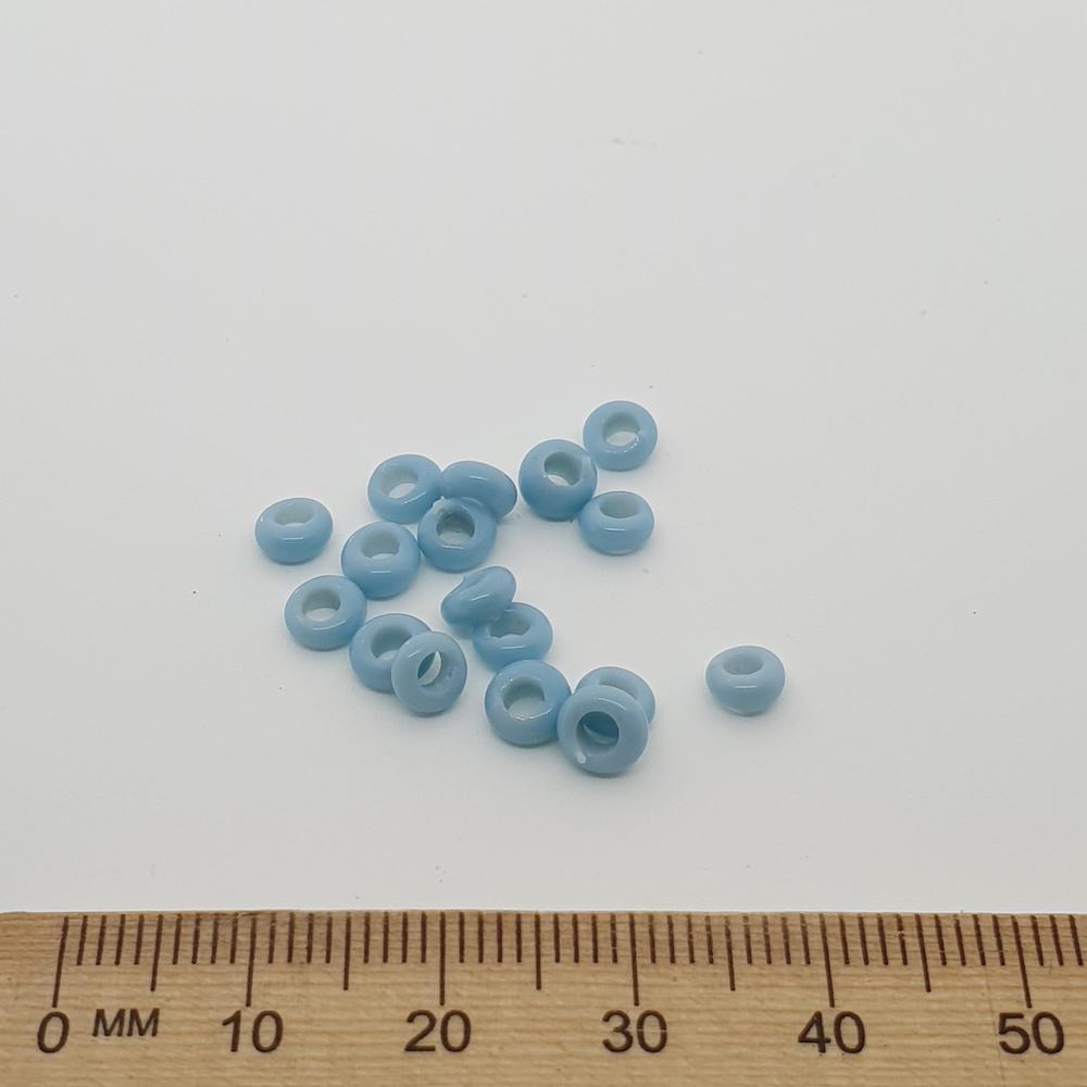 Donuts - Duck Egg Blue Opaque - Java Glass Lampwork Beads - (1 strand)