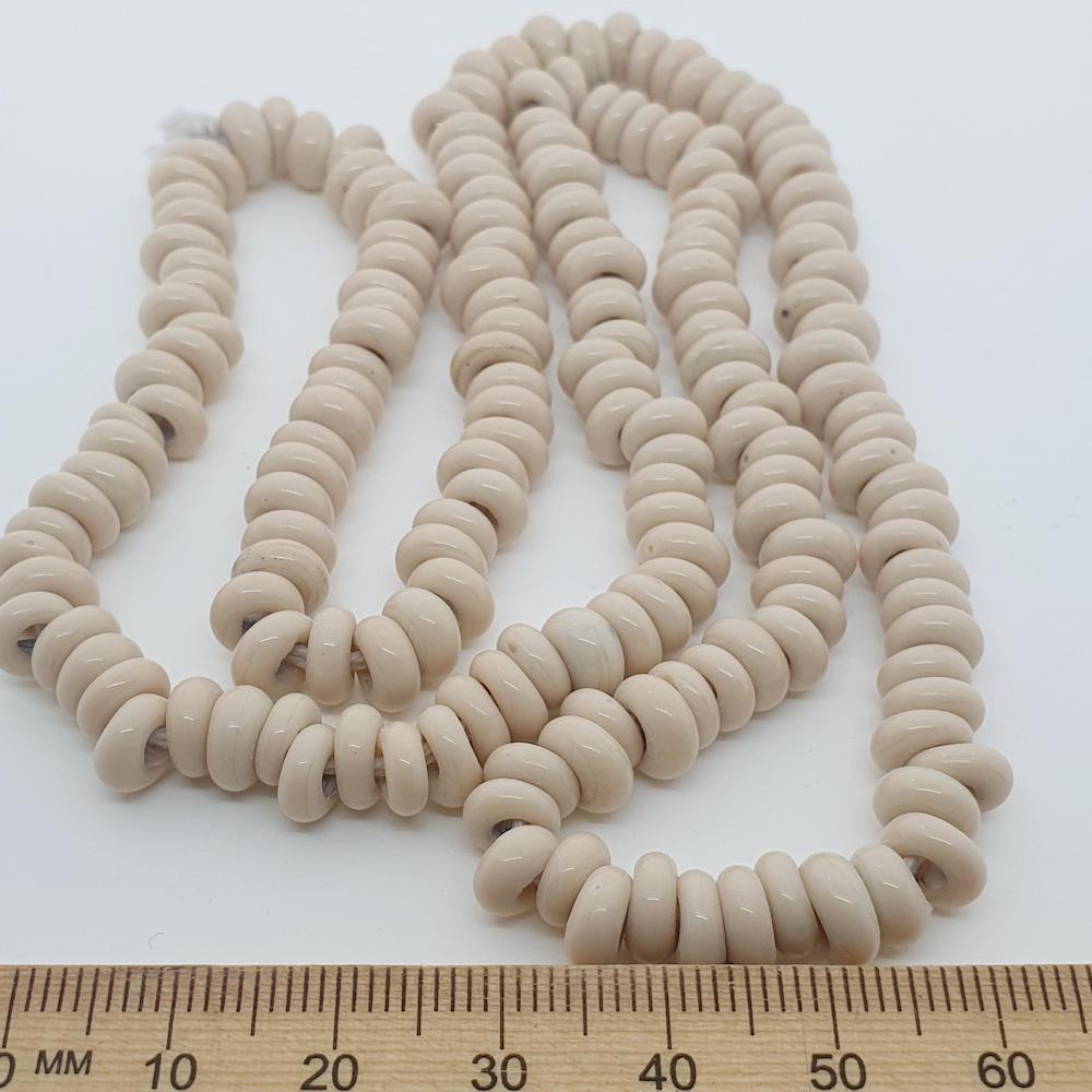 3x6mm Donuts - Beige - Java Glass Lampwork Beads - (1 strand)