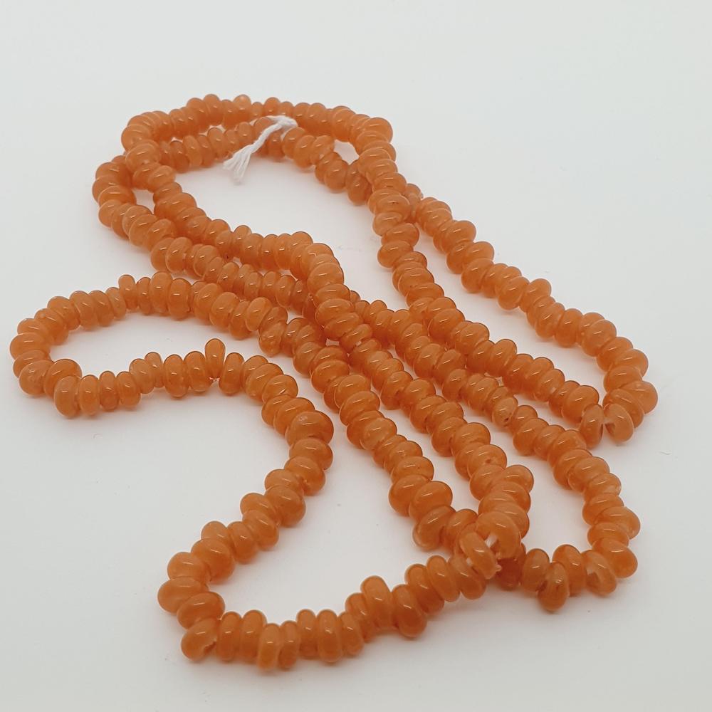 Donuts - Apricot Opaque- Java Glass Lampwork Beads - (1 strand)