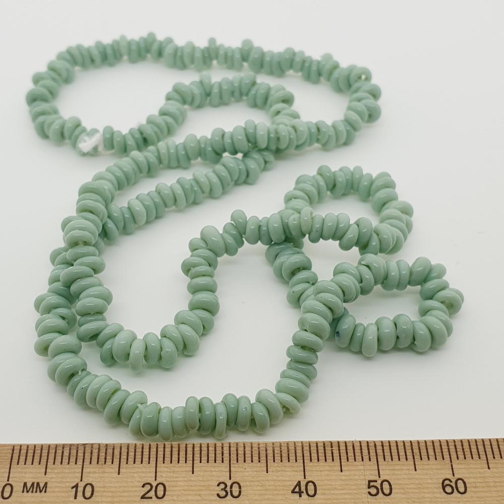 Donuts - Mint Green Opaque - Java Glass Lampwork Beads - (1 strand)