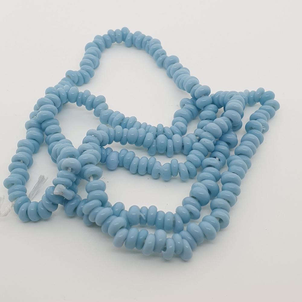 Donuts - Duck Egg Blue Opaque - Java Glass Lampwork Beads - (1 strand)