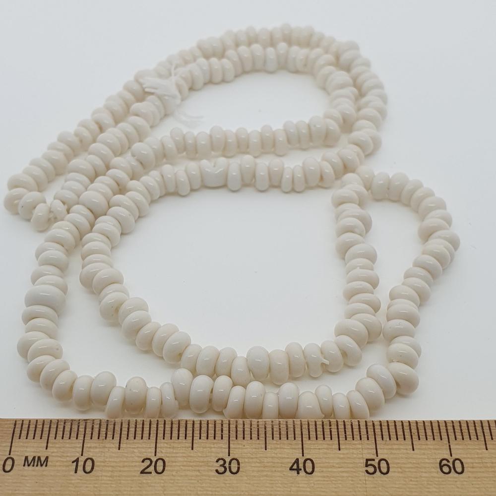 Donuts - White Opaque - Java Glass Lampwork Beads - (1 strand)