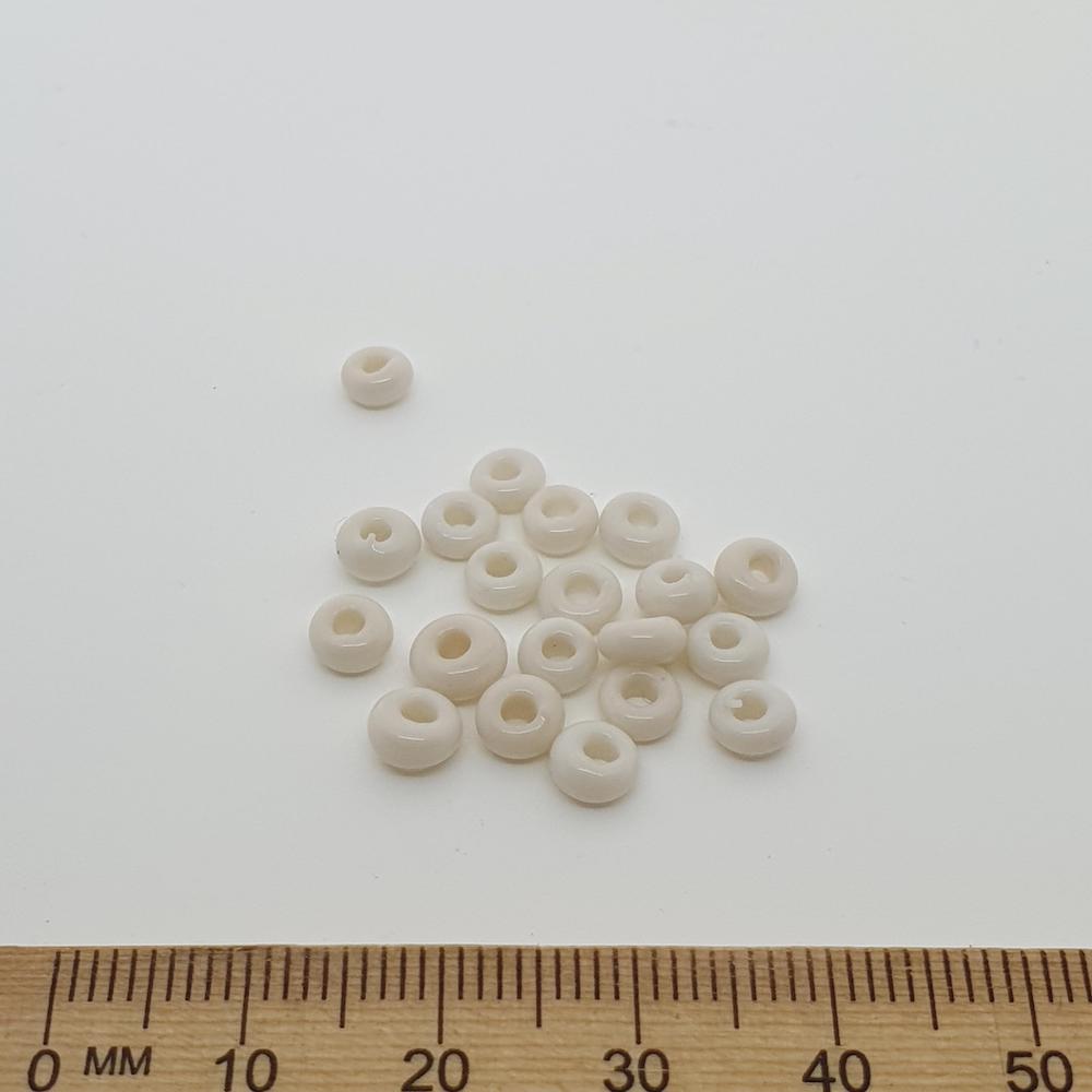 Donuts - White Opaque - Java Glass Lampwork Beads - (1 strand)