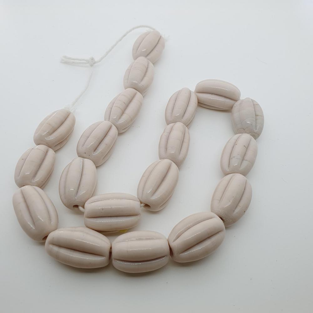 Starfruit - Vanilla Opaque - Java Glass Lampwork Beads - (1 strand)