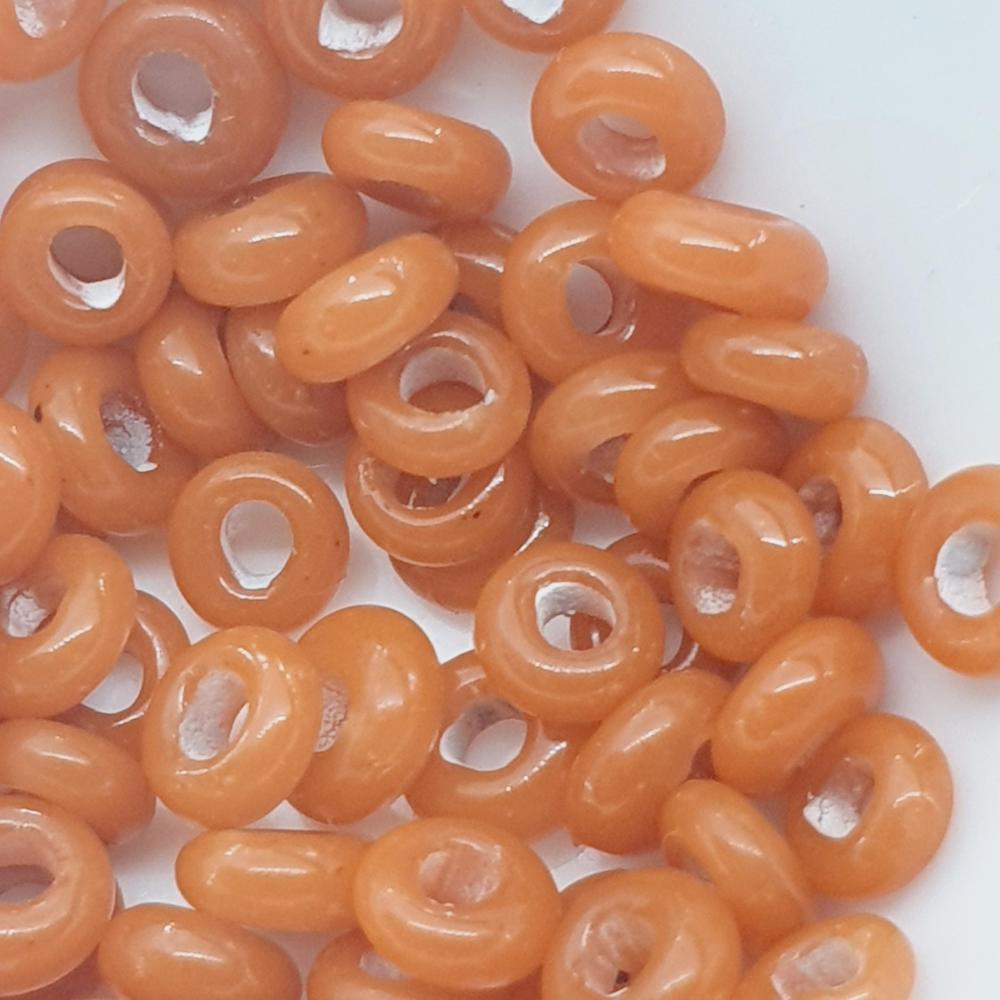 Donuts - Orange Opaque - Java Glass Lampwork Beads - (1 strand)
