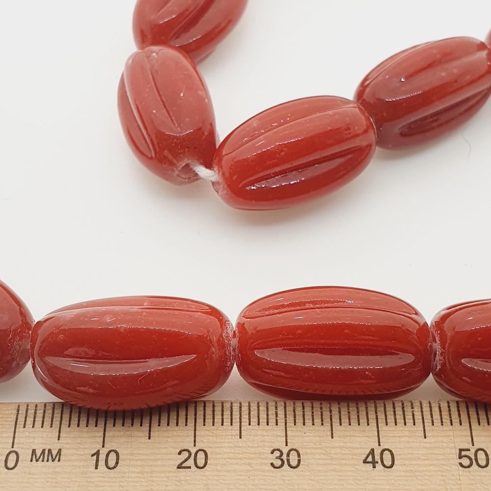 Starfruit - Red Opaque - Java Glass Lampwork Beads - (1 strand)