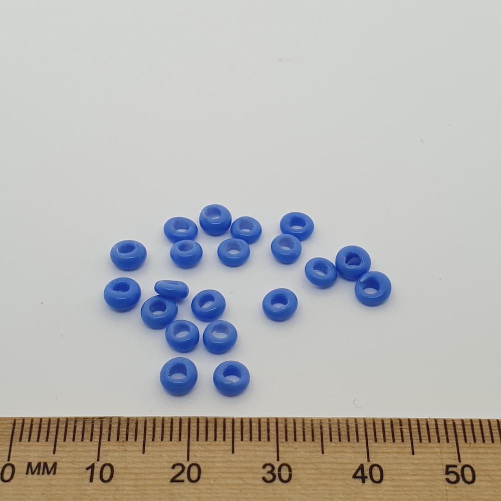 Donuts - French Blue Opaque - Java Glass Lampwork Beads - (1 strand)