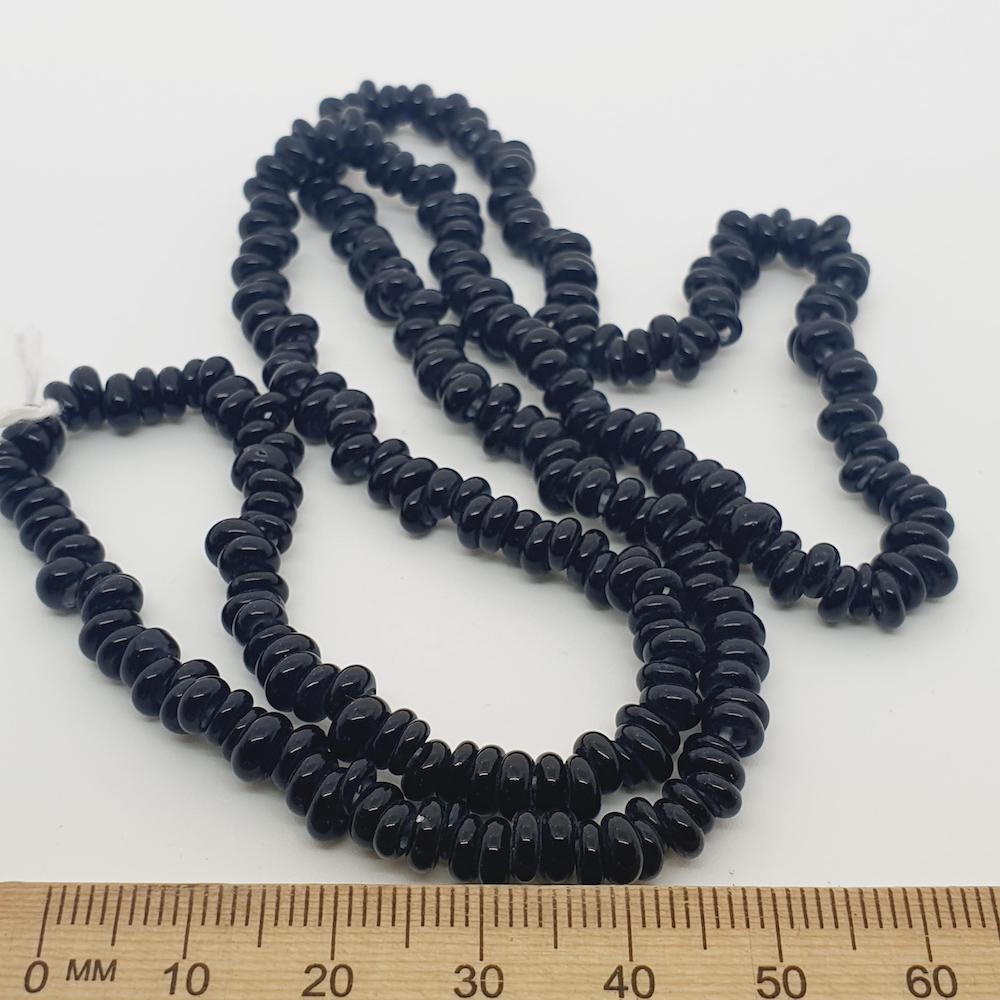 Donuts - Black Opaque - Java Glass Lampwork Beads - (1 strand)