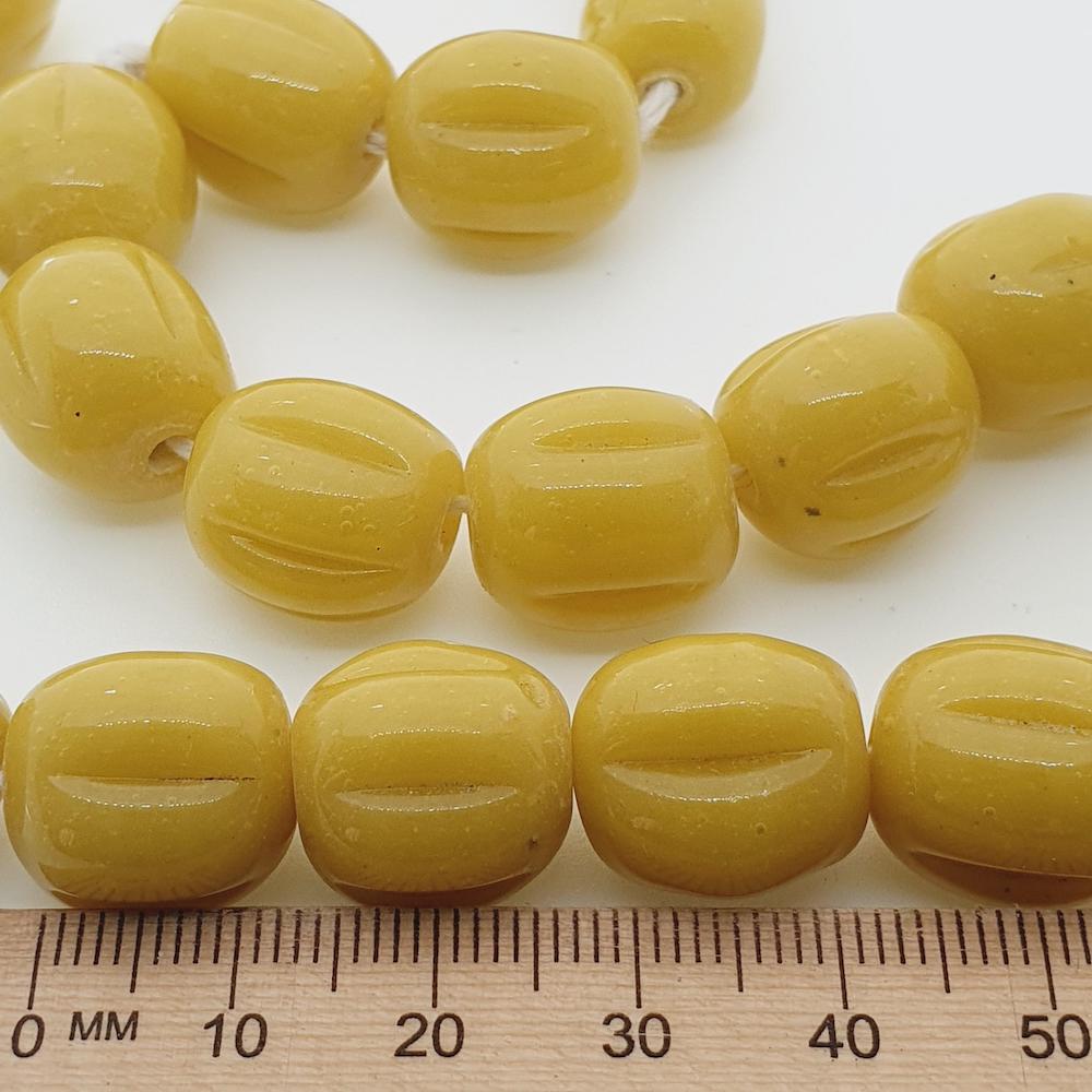 Melons - Yellow Opaque - Java Glass Lampwork Beads - (1 strand)