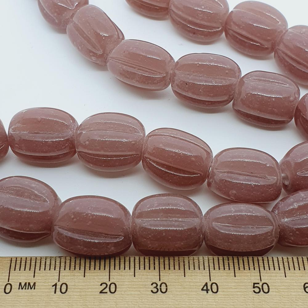 Melons - Rose Pink Opaque - Java Glass Lampwork Beads - (1 strand)