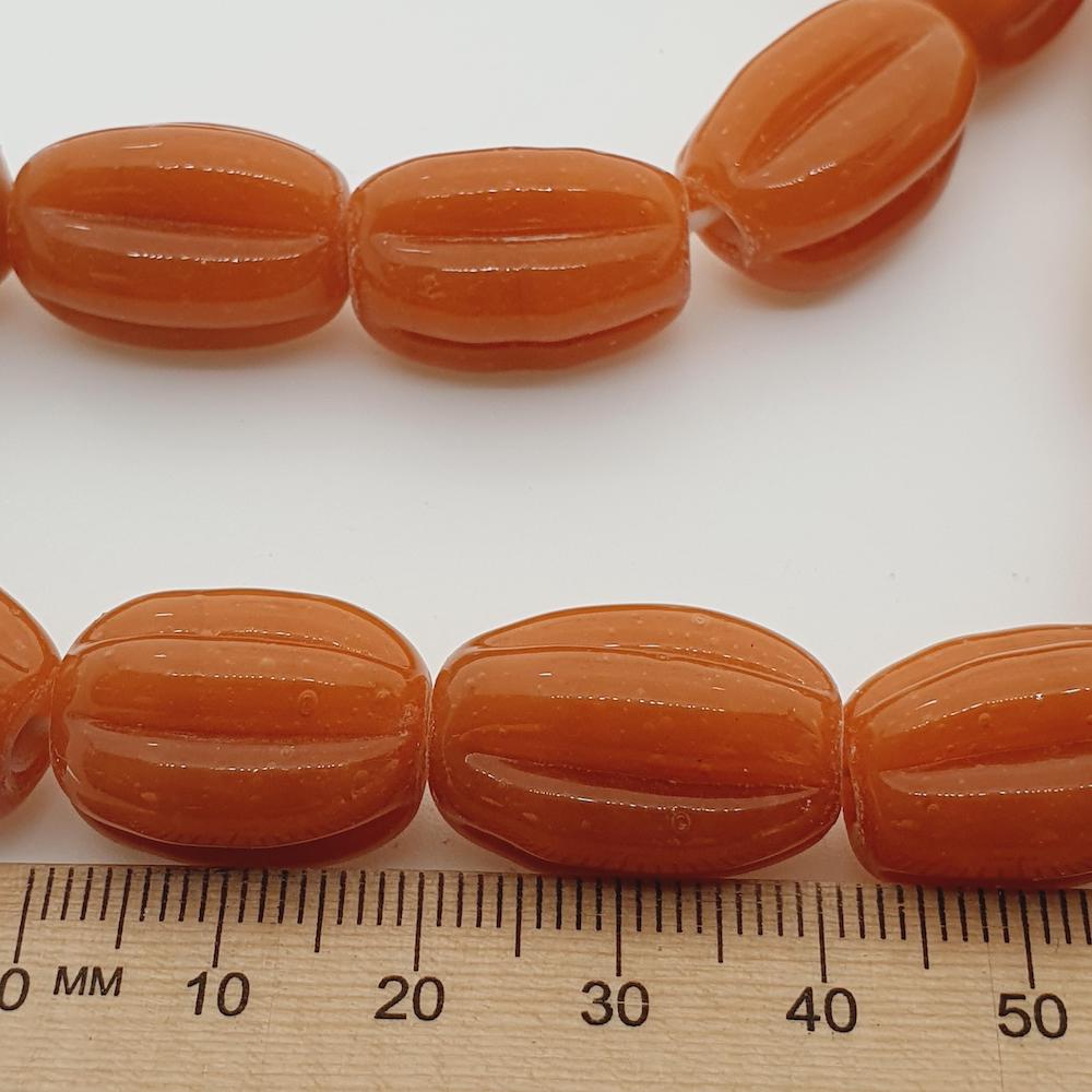 Starfruit - Orange Opaque - Java Glass Lampwork Beads - (1 strand)