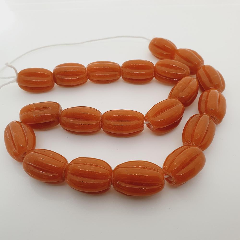 Starfruit - Orange Opaque - Java Glass Lampwork Beads - (1 strand)