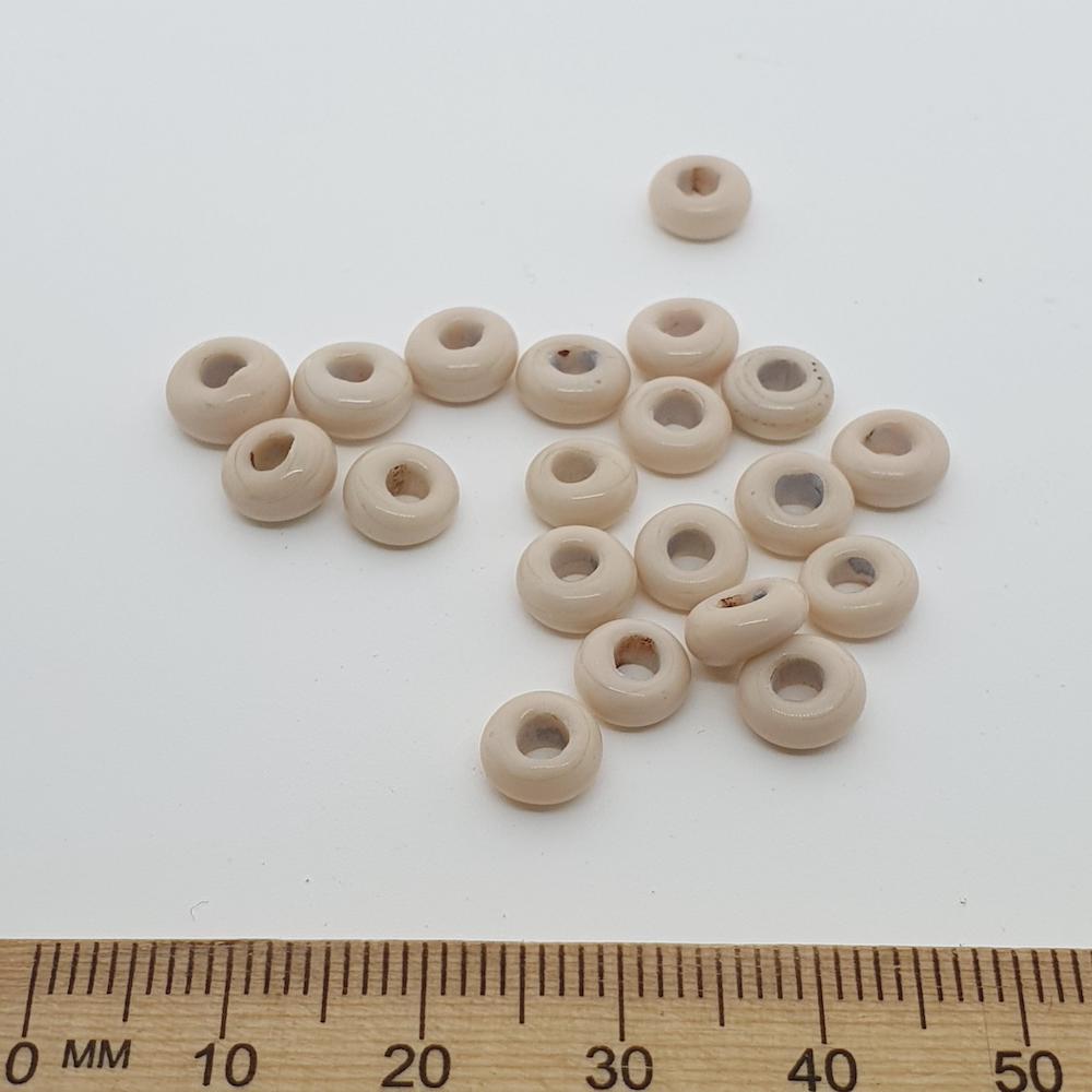 3x6mm Donuts - Beige - Java Glass Lampwork Beads - (1 strand)