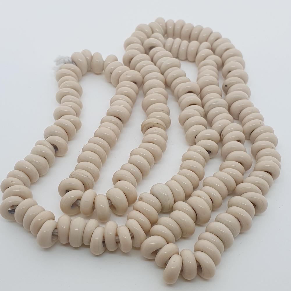 3x6mm Donuts - Beige - Java Glass Lampwork Beads - (1 strand)