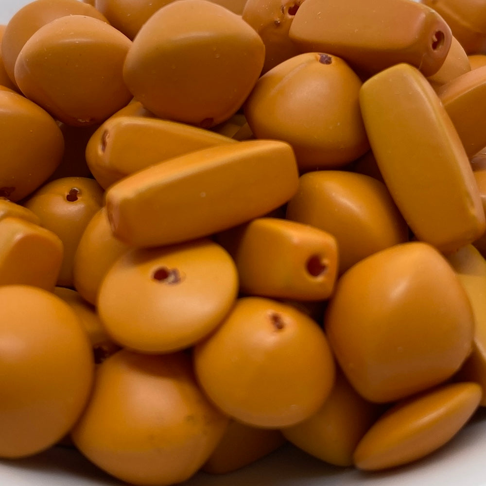 Pumpkin Mix Pack - Pottery Look Vintage Lucite Beads - Matte