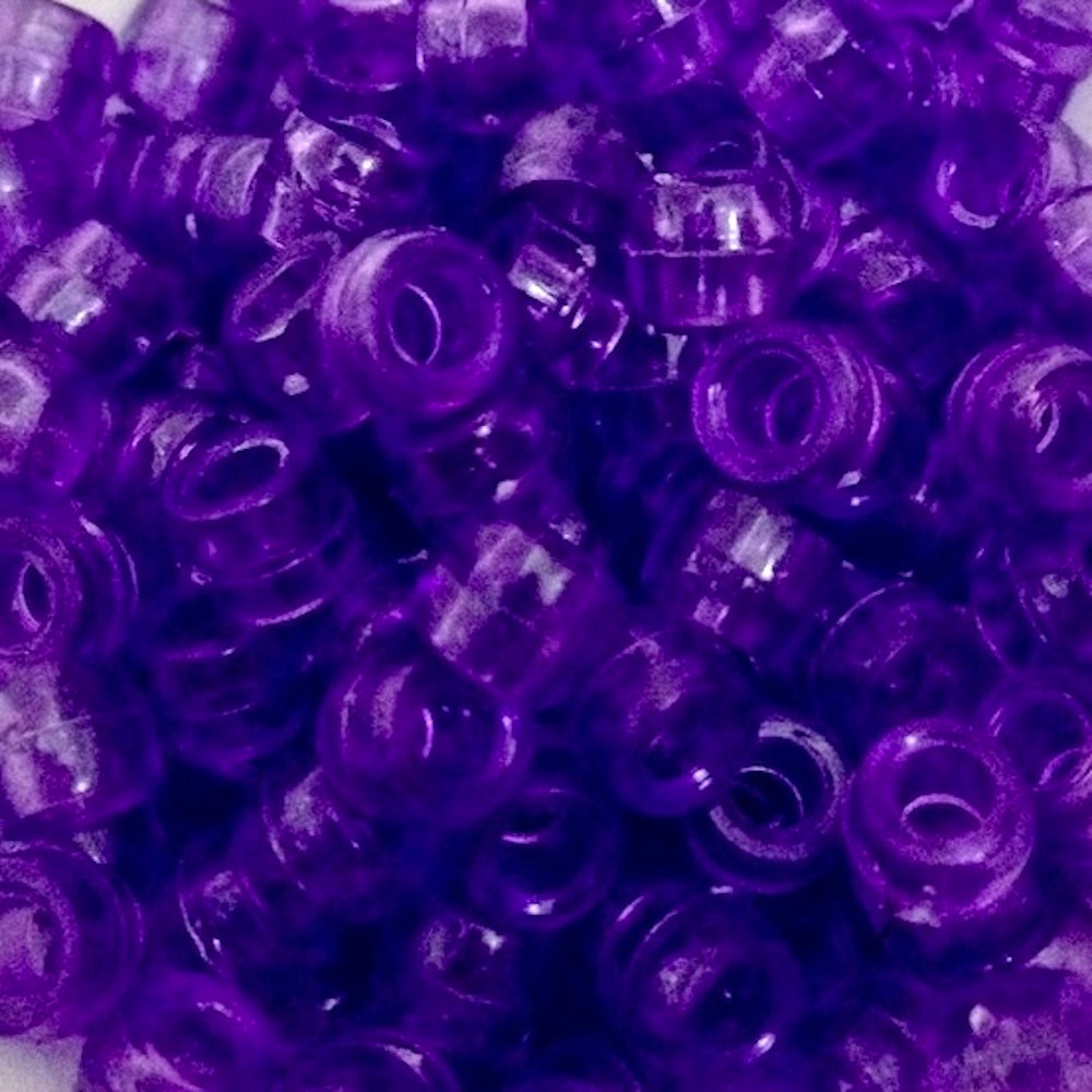 6mm Acrylic Pony Beads - Purple Transparent (100)