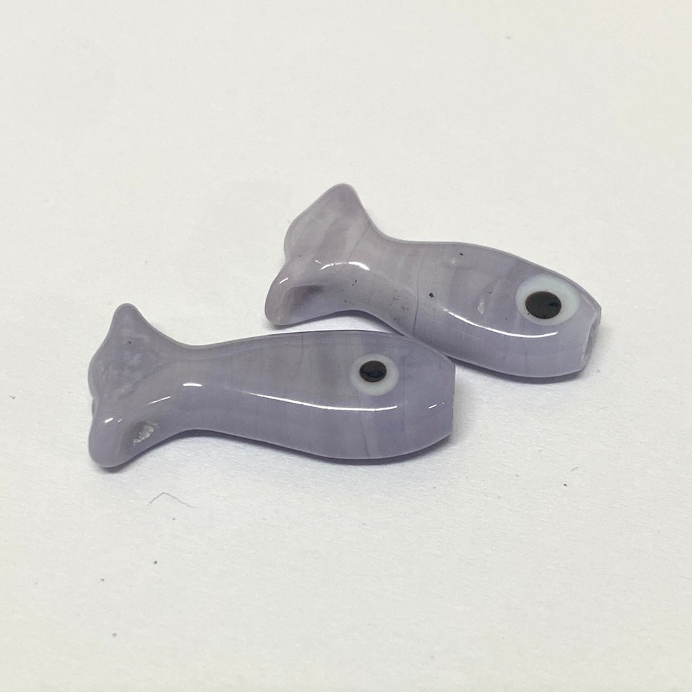 Sardine Fish Beads (2) - Purple - Java Glass Beads