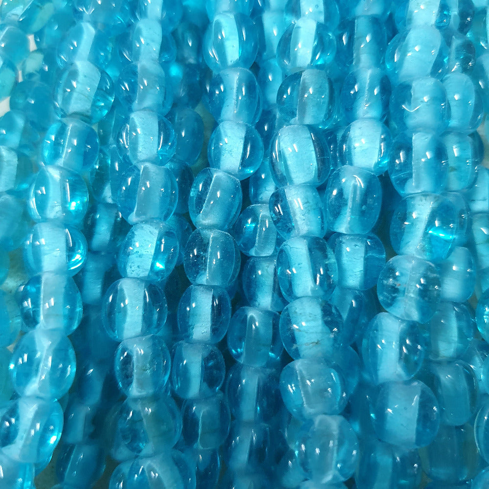 Melons - Light Blue Transparent - Java Glass Lampwork Beads - (1 strand)