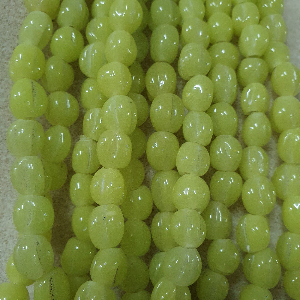 Melons - Pine/Lime Opaque - Java Glass Lampwork Beads - (1 strand)
