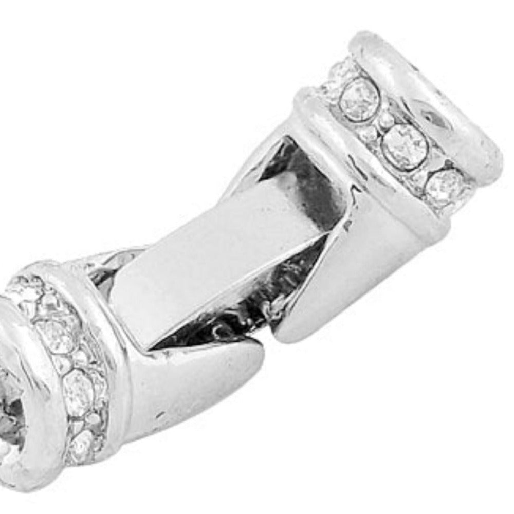 specialty fold over secure clasp in silver with diamante features