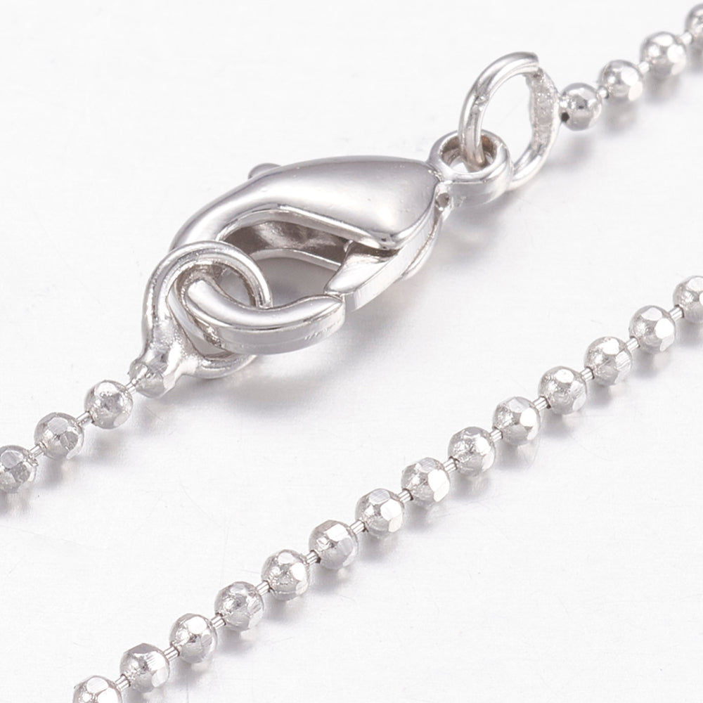 44.5cm Brass Ball Chain - Platinum